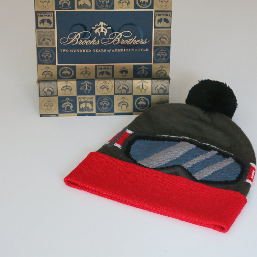 Brooks Brothers x Spyder Ski Goggles Pom Hat with Gift Bag Brand New